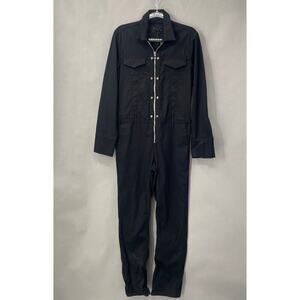 B28 RTA Jumpsuit Black Utility Zip Front Womens 26 One Piece